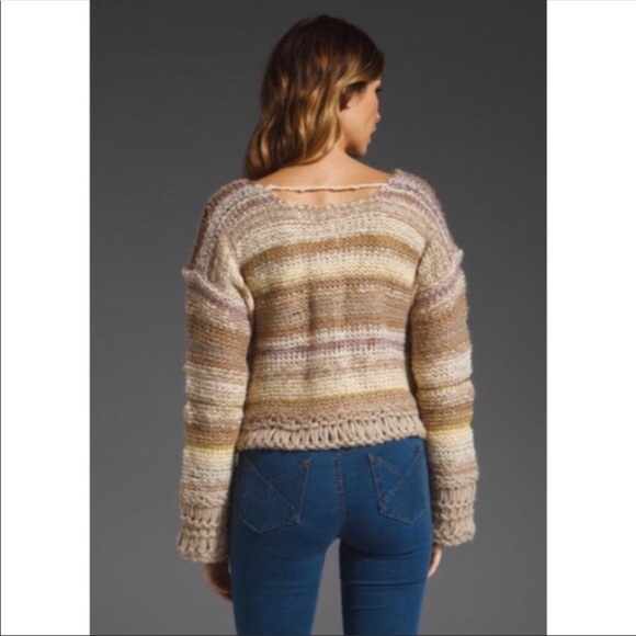 Free People Bell Sleeve Cropped Chunky Sweater - Picture 2 of 6